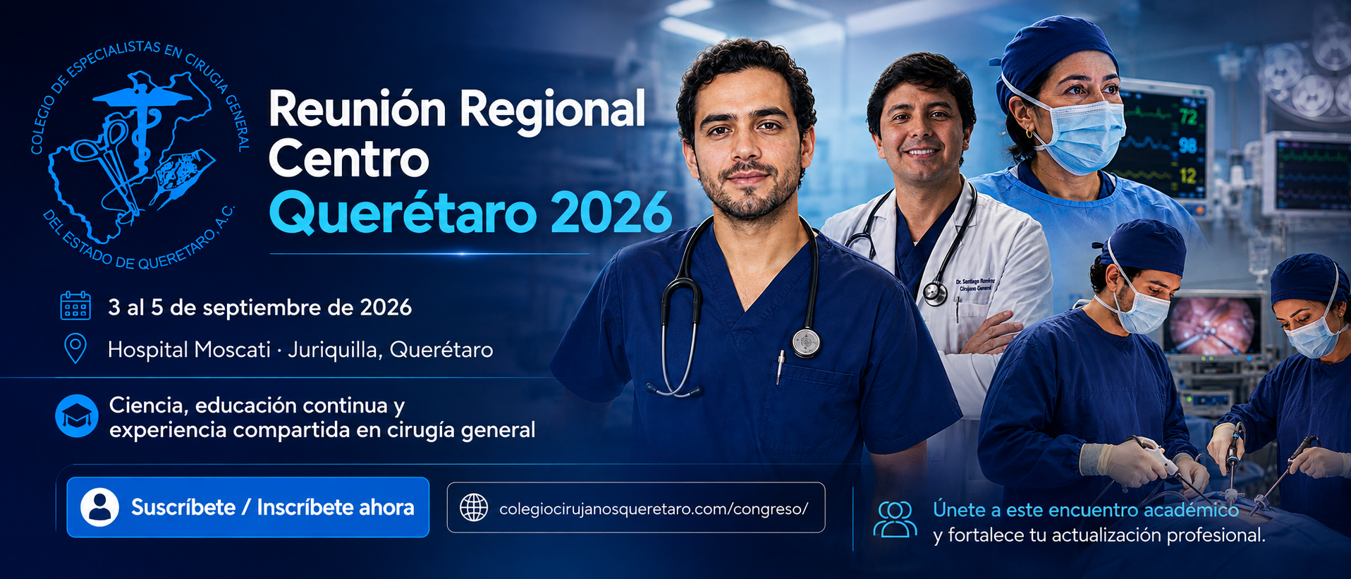 Reunión Regional Centro Querétaro 2026, 3 al 5 de septiembre de 2026, Hospital Moscati, Juriquilla, Querétaro